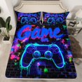 thumbnail image 2 of Erosebridal Video Game Bed Sheets King,Gamepads Gamer Bedding King Size,Abstract Geometric Sheet Set King,Lightweight Neon Room Decoration,4 Pieces, 2 of 7