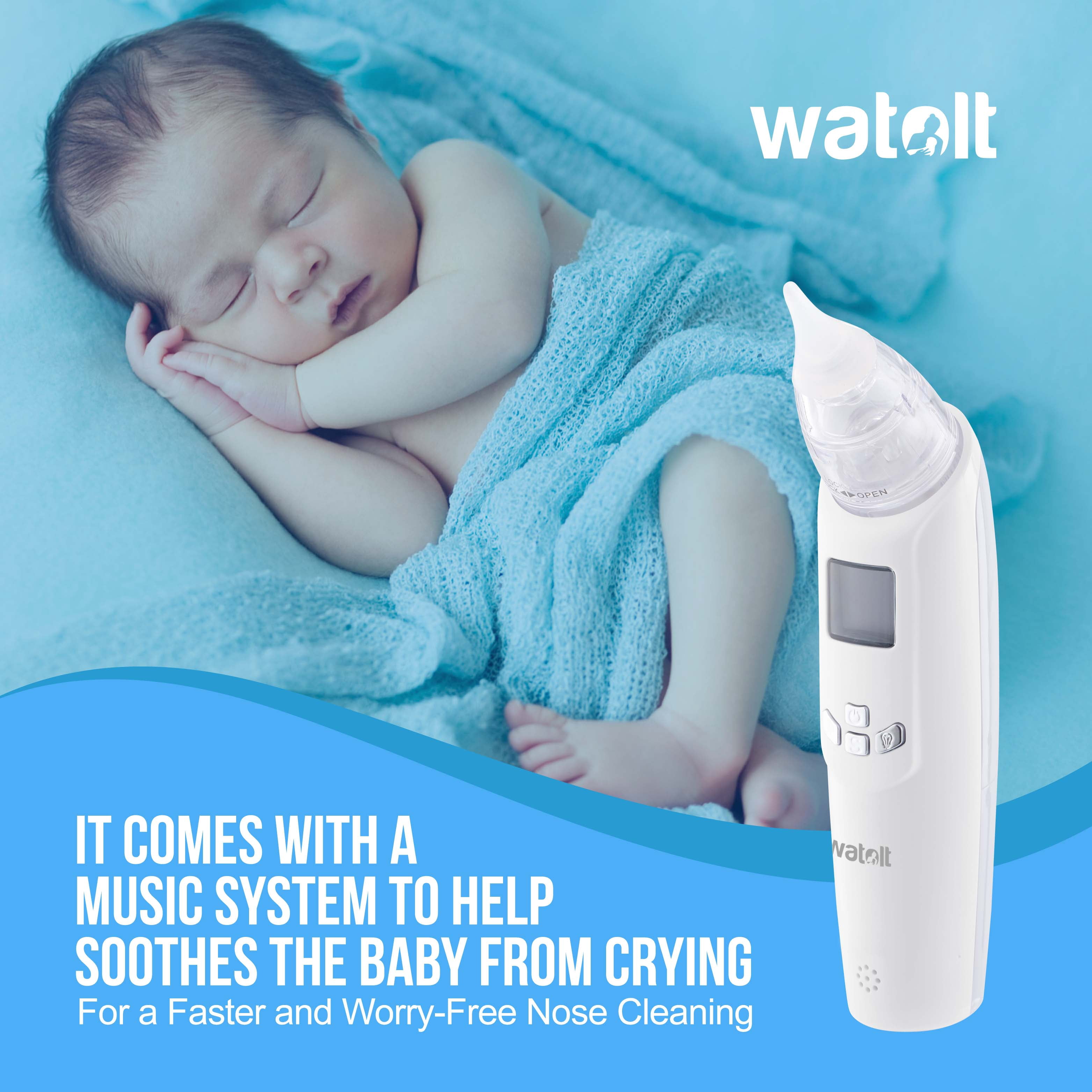Watolt Baby Nasal Aspirator - Electric Nose Suction for Baby - Automatic Booger Sucker for Infants - Battery Powered Snot Mucus Remover for Kids Toddlers (White, Standard)