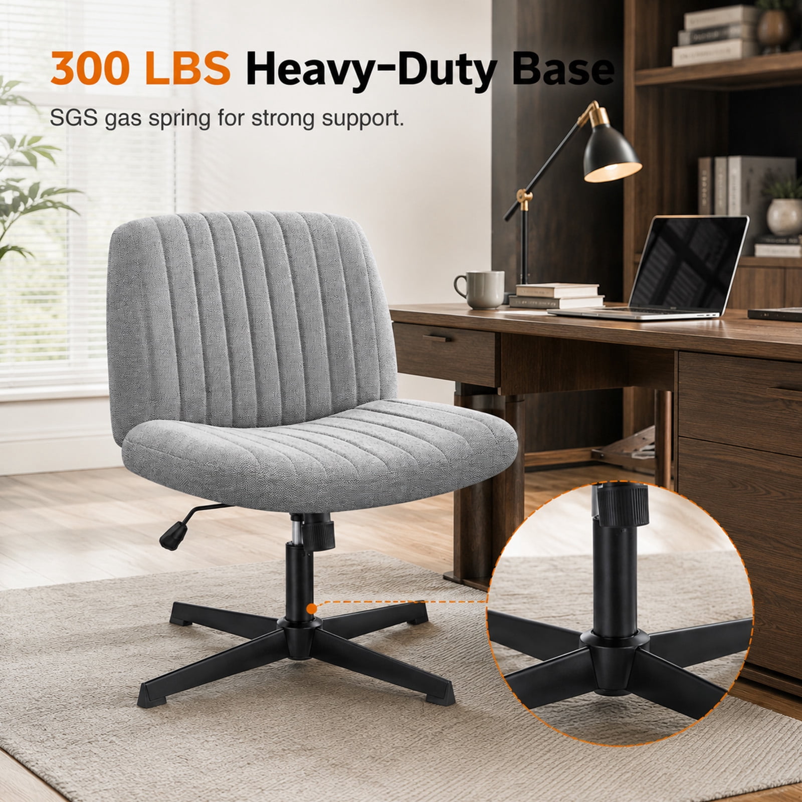 Alvantor Criss Cross Office Chair, No Wheels Armless Swivel, Wide Seat Criss Cross Chair for Home Office & Reading Room