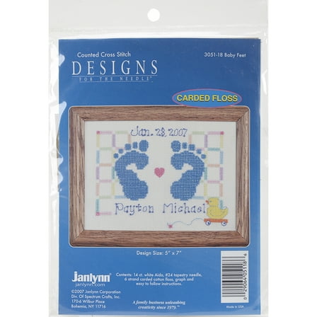 Janlynn Counted Cross Stitch Kit 7"X5"-Baby Feet (14 Count)