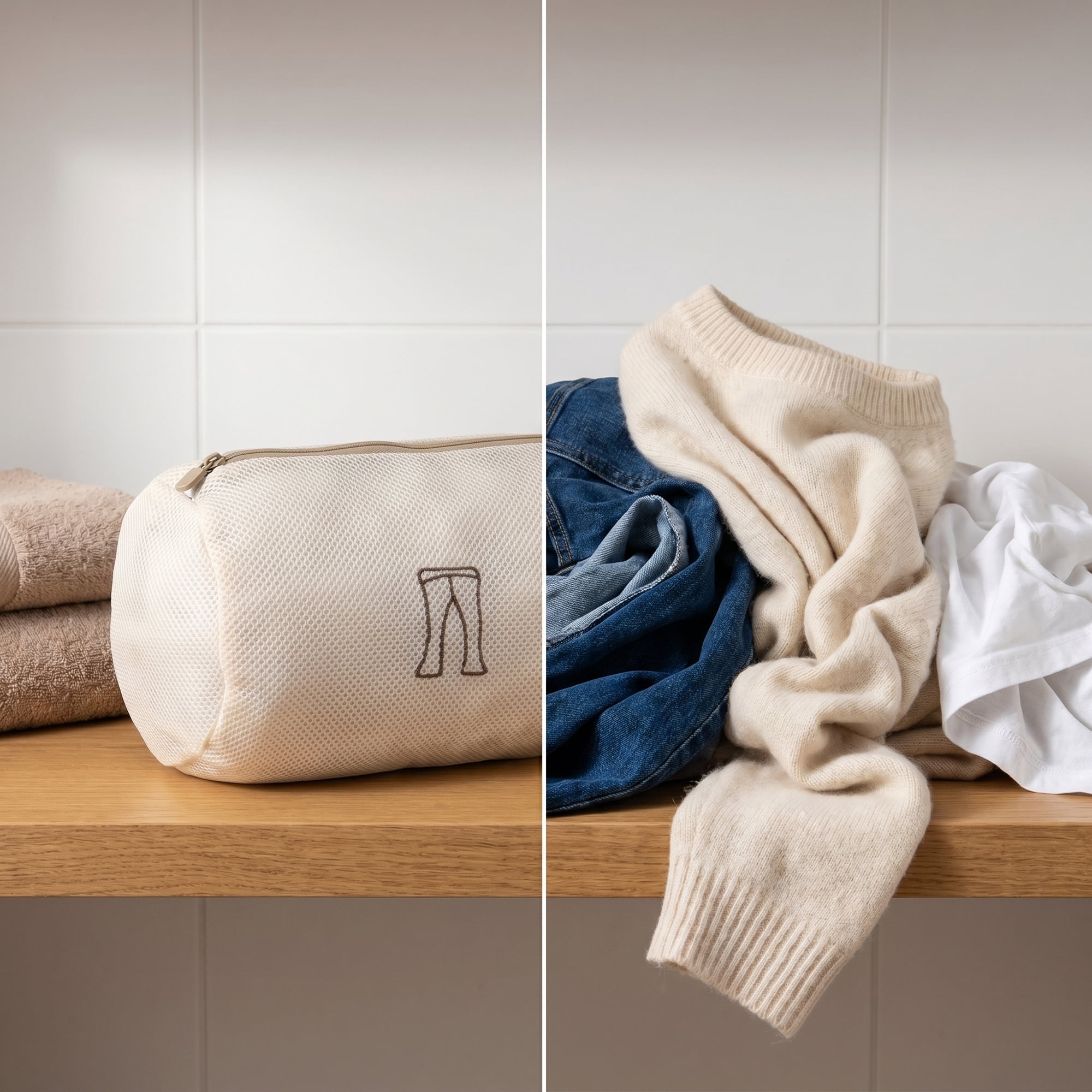 Unique Bargains 4Pcs Durable Mesh Zipper Closure Laundry Bags Beige