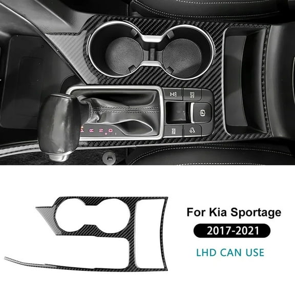 for KIA Sportage Car Gear Shift Water Cup Panel 2017 2018 2019 2020 2021 Real Soft Carbon Fiber Sticker Interior Trim.
