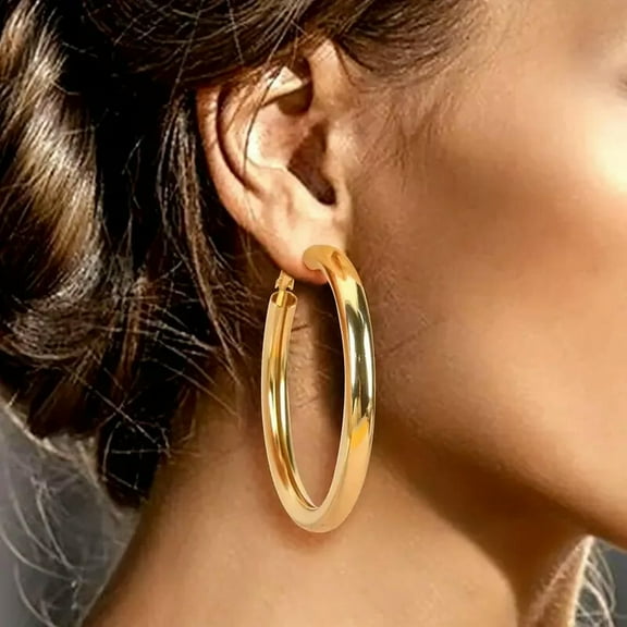 GKNET Large Hollow Round Shaped Hoop Earrings Vintage Elegant Style