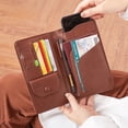 thumbnail image 4 of Bolso de pasaporte largo para mujer, estilo coreano RFID, billetera para teléfono móvil de gran capacidad, bolso de identificación de viaje multifunción, 4 of 5