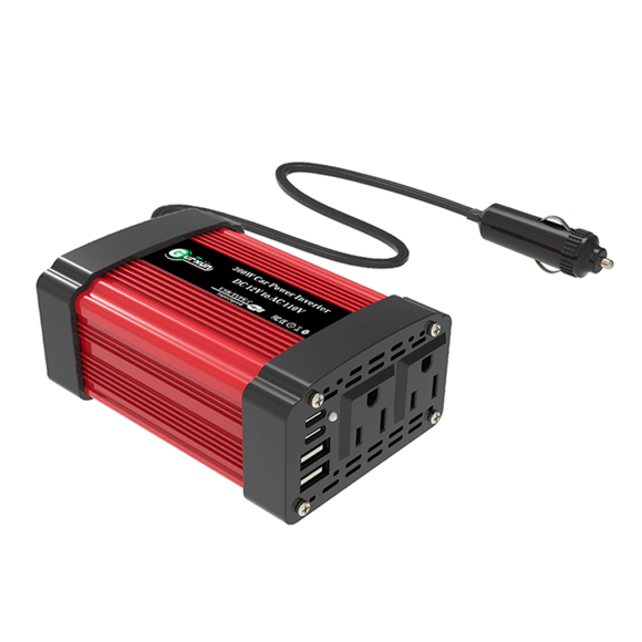300W 12V to AC 110V 60Hz Car Inverter Car Power Tranfermer Voltage Portable Converter with LED Display US Plug,1 * Car Inverter 1 * English Manual,Red & Black