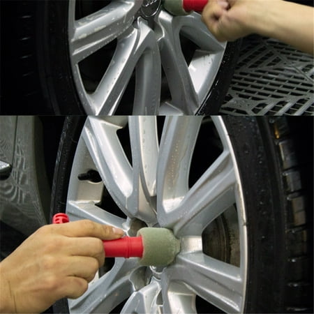 

ZAROYEAX Red PP Parts Handle Removable Insert Sponge Lug Nut Wheel Cleaning Wash Brush
