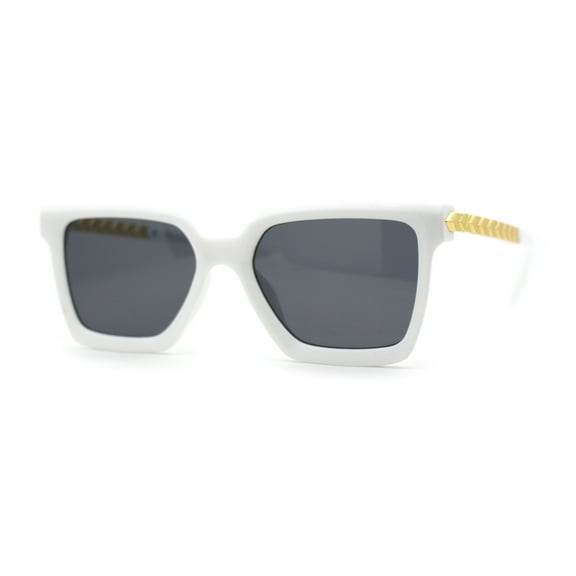 Arrow Metal Chain Arm Large Horned Chic Fashion Sunglasses White Black