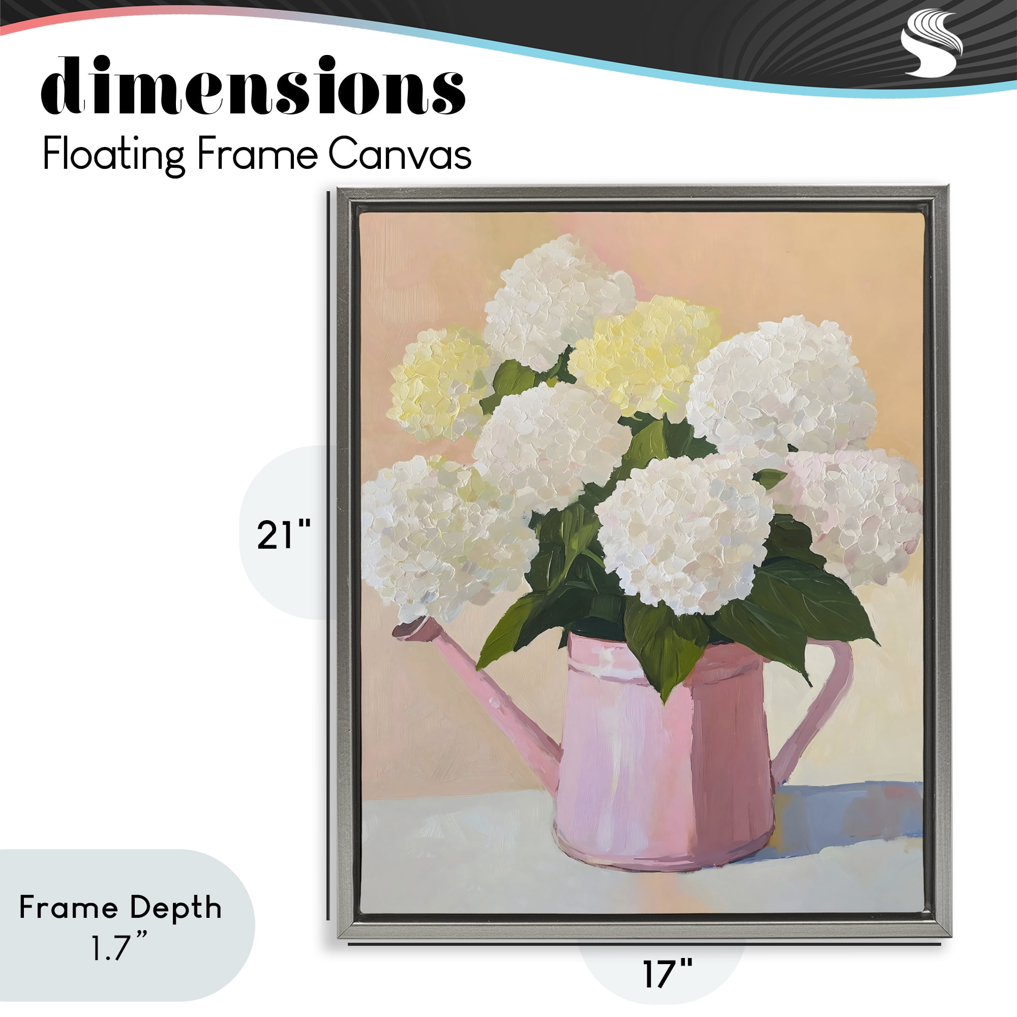 Stupell Industries Hydrangeas in Watering Can Gray Framed Floater Canvas Wall Art, design by The Prints Vibe