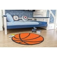 thumbnail image 4 of Ambient Rugs 725 Basketball 2'2" Round Basketball Shaped Rug for Kids Play Area, Anti Skid Rubber Backing, Multicolor, 4 of 7