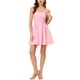 thumbnail image 2 of Vestido de mujer Inspire Chic con escote corazón, sin mangas, con cremallera, mini y de corte acampanado, color rosa, talla L, 2 of 6