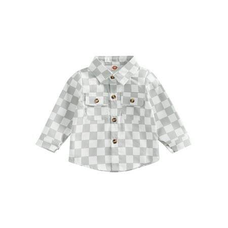 

Bagilaanoe Toddler Baby Boy Girl Plaid Shirt Jacket Long Sleeve Single-Breasted Shacket with Pockets 12M 18M 24M 3T 4T 5T Kids Fall Casual Outwear