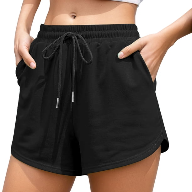 Pantalones cortos casuales rectos con cordón para mujer - Pantalones cortos de verano de poliéster ligeros y transpirables, tallas S-XXXL