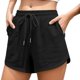 thumbnail image 1 of Pantalones cortos casuales rectos con cordón para mujer - Pantalones cortos de verano de poliéster ligeros y transpirables, tallas S-XXXL, 1 of 5