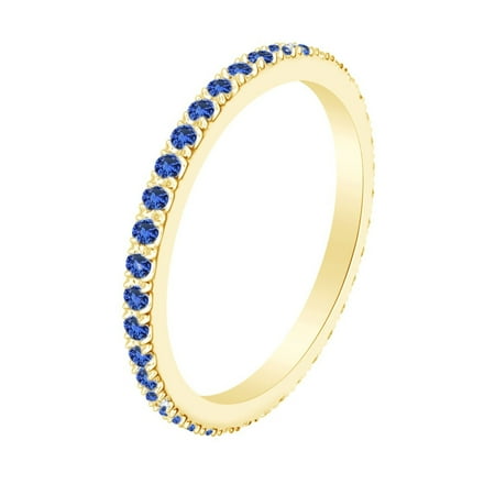 - Simulated Blue Sapphire Full Eternity Band Ring 14k Yellow Gold Over Sterling Silver-12