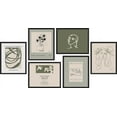thumbnail image 3 of PixonSign Framed Canvas Print Wall Art Set - Green Matisse Portrait Flower & Humanities Pattern - Set of 6 Abstract Geometric Minimalism Poster Cultural Art Wall Décor - 12"x16"x6 Black, 3 of 5