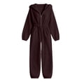 thumbnail image 5 of Edvintorg Casual Jumpsuits for Women Plus Size Fashion Fleece Long Sleeve Hooded Zip up Jumpsuit with Wide Leg Pant One Piece Women's Clothing S-3XL Wine, 5 of 7
