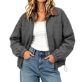 thumbnail image 2 of Byworldtasic Women’s Barn Jacket Loose Zipper Utility Coat Cinchable Hem Workwear Jacket with Pockets, 2 of 6