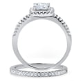 thumbnail image 2 of 925 Sterling Silver Cushion Cubic Zirconia CZ 2Pc Halo Wedding Engagement Ring Set Sz 10, 2 of 2