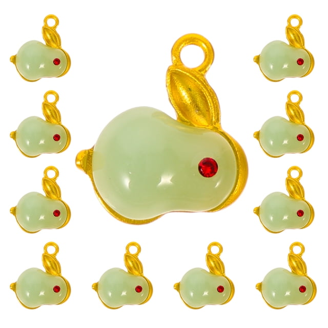 10 piezas de dijes de conejo para hacer joyas, colgantes con forma de conejito, colgantes para pulseras.