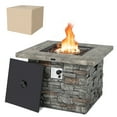 thumbnail image 1 of Costway 34.5" Square Propane Gas Fire Pit Table Faux Stone w/ Lava Rock PVC Cover, 1 of 10