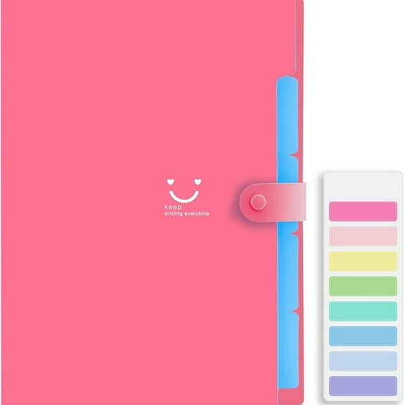 Accordion File Organizer, Letter Size, 5 Pocket Expanding File Folder, Cute File Folder with Labels, Portable File Organizer for School Office Supplies, Folders for Documents, Fuchsia