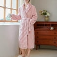 thumbnail image 5 of qolati Women Robe Fleece Plush Soft Fluffy Fuzzy Textured Bathrobe Cozy Warm Lightweight Bathrobes Shower Spas House Long Robe for Women, 5 of 7