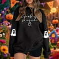 thumbnail image 2 of XIAONU Womens Sweatshirts Cute Ghost Print Trendy Hoodless Tops Peasure Long Sleeve Baggy Pullover Hoodless Sweatshirt, 2 of 5