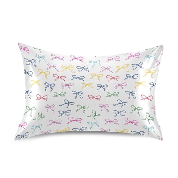 Ryvnso Satin Pillowcase Bows Art Lines Pillow Cases Standard Size 26x20in