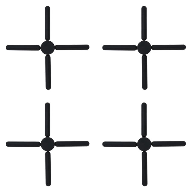 Folded Cross Pad Black, Foldable Silicone Heat Insulation Mat Multi Color Shaped Pot Mat & Dining Mat Creative Non Heat for Kitchen, Cross Pad *1 Piece *4