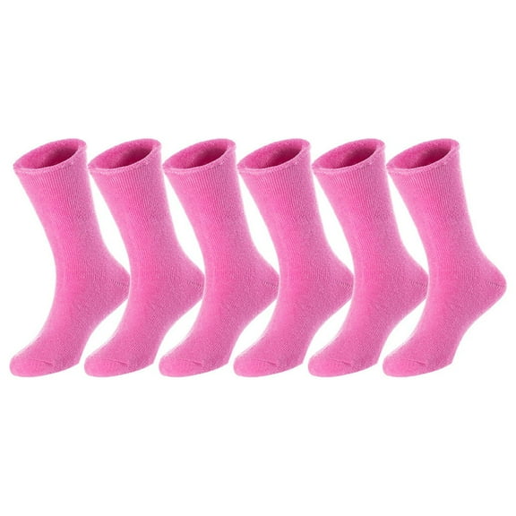 Lovely Annie Unisex Children's 6 Pairs Wool Blend Crew Socks LK0601 Size 9Y-11Y (Rose)