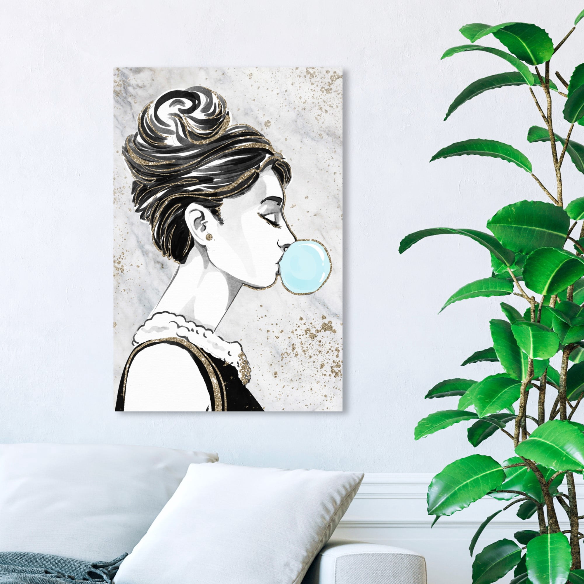 Wynwood Studio 'Bubble Popper Glitter' Fashion and Glam Wall Art Canvas Print - Black, White, 20" x 30"
