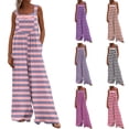 thumbnail image 1 of Leodye Women's Fashionable Summer Jumpsuits Button Wide Leg Overalls Casual Loose Rompers with Pockets Red 10(XL), 1 of 7
