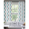 thumbnail image 2 of Cyan Turquoise Grey Sheer Curtains 72 inches Long 2 Panels Set Medieval Print Waves Geometric Tiers Sheers Rod Pocket Small Window Short Curtains for Kitchen Cafe, Each 52" W x 72" L, 2 of 7