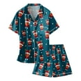 thumbnail image 4 of WEAIXIMIUNG Girls' Christmas Printed Pajamas Short Sleeved Button Top Shorts Home Pajamas Set 6-7 Years, 4 of 4