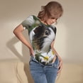 thumbnail image 3 of Honeii T-shirt Mode à Manches Courtes Col Rond Imprimé Cochon d'Inde pour Femmes - Grand, 3 of 7