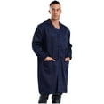 thumbnail image 2 of iiniim Unisex Mens Womens Lapel Wear Resistant Work Jacket Long Sleeve Dustproof Lab Coat Uniforms Navy Blue 170, 2 of 6