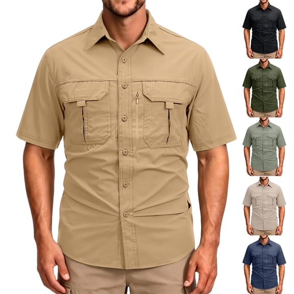 Button Up Shirt Men Big and Tall Shirts Short Sleeve Plus Size Shirt Casual Textured Summer Vacation Tops
