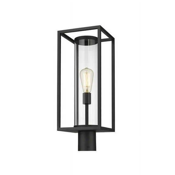 1 Light Outdoor Pier Mount Lantern In Industrial Style 8 Inches Wide By 21.75 Inches High-Black Finish Z-Lite 584Phmr-Bk
