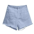 thumbnail image 4 of Durtebeua Jean Shorts for Women Frayed Ripped Stretchy Jeans with Pockets Zipper Blue S, 4 of 4