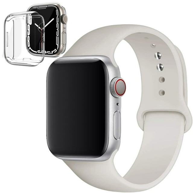 LEIXIUER Silicone Watch Band Case for Apple Watch Bands 42mm Screen Protector Case,Wristband Strap Band with Silicone Clear Screen Protective Cover for iWatch Series 3 2 1 -Stone