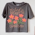 thumbnail image 4 of Comfort Colors Christian "The Lord is Greater" Tee Shirt, inspirational shirt, Jesus T-shirt, floral faith bible verse tees, 4 of 6