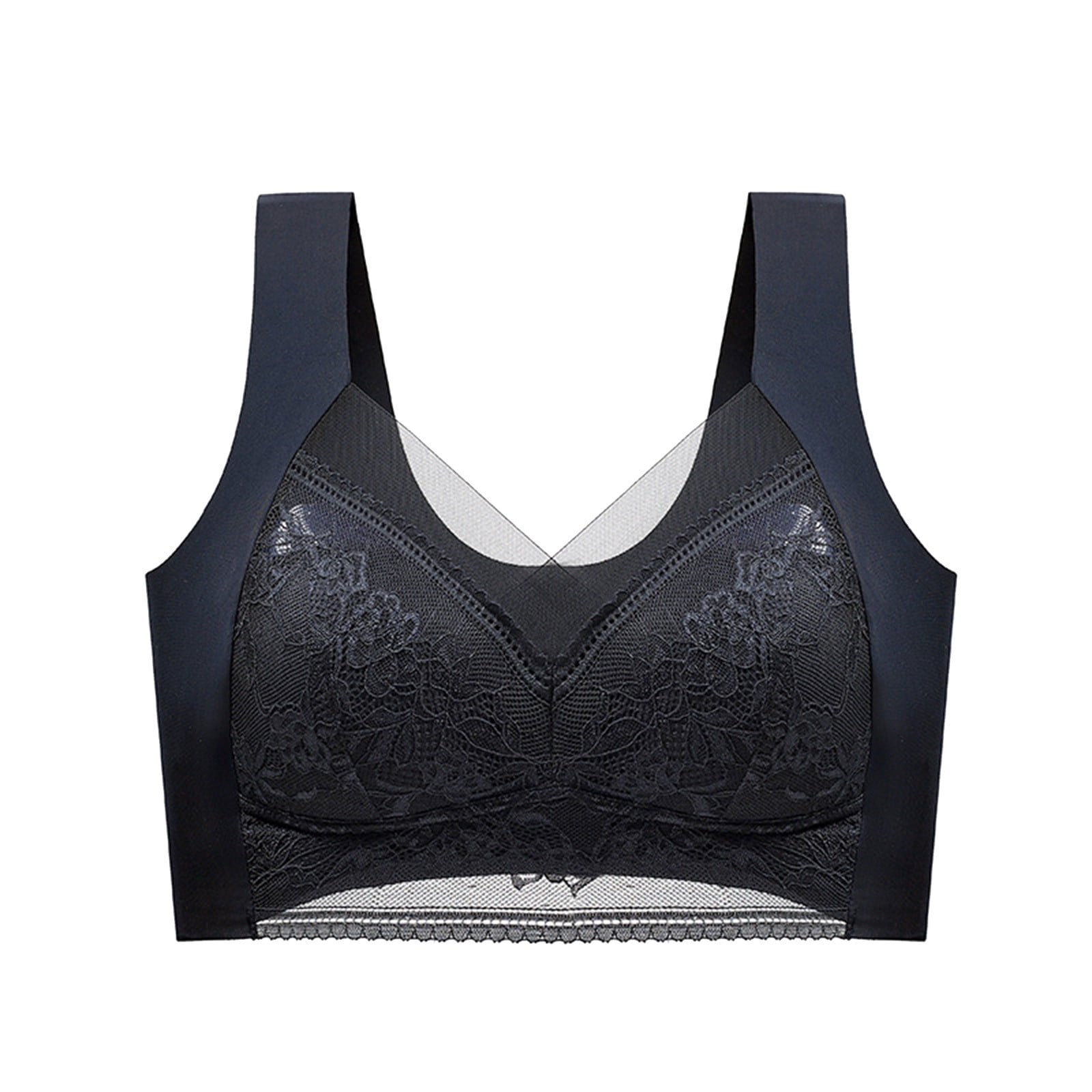 gvdentm Sports Bras For Women High Support Large Bust Women's Deep Plunge  Bra Cleavage Enhancer Low Cut Wireless Bra Padded Push Up