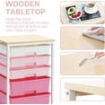 thumbnail image 5 of Utility Cart with 5 Drawers,Storage Drawer Cart with Wooden Tabletop and Lockable Wheels,Craft Storage Trolley Cart,5-Tier Rolling Utility Cart on Wheels,Rose Pink, 5 of 16