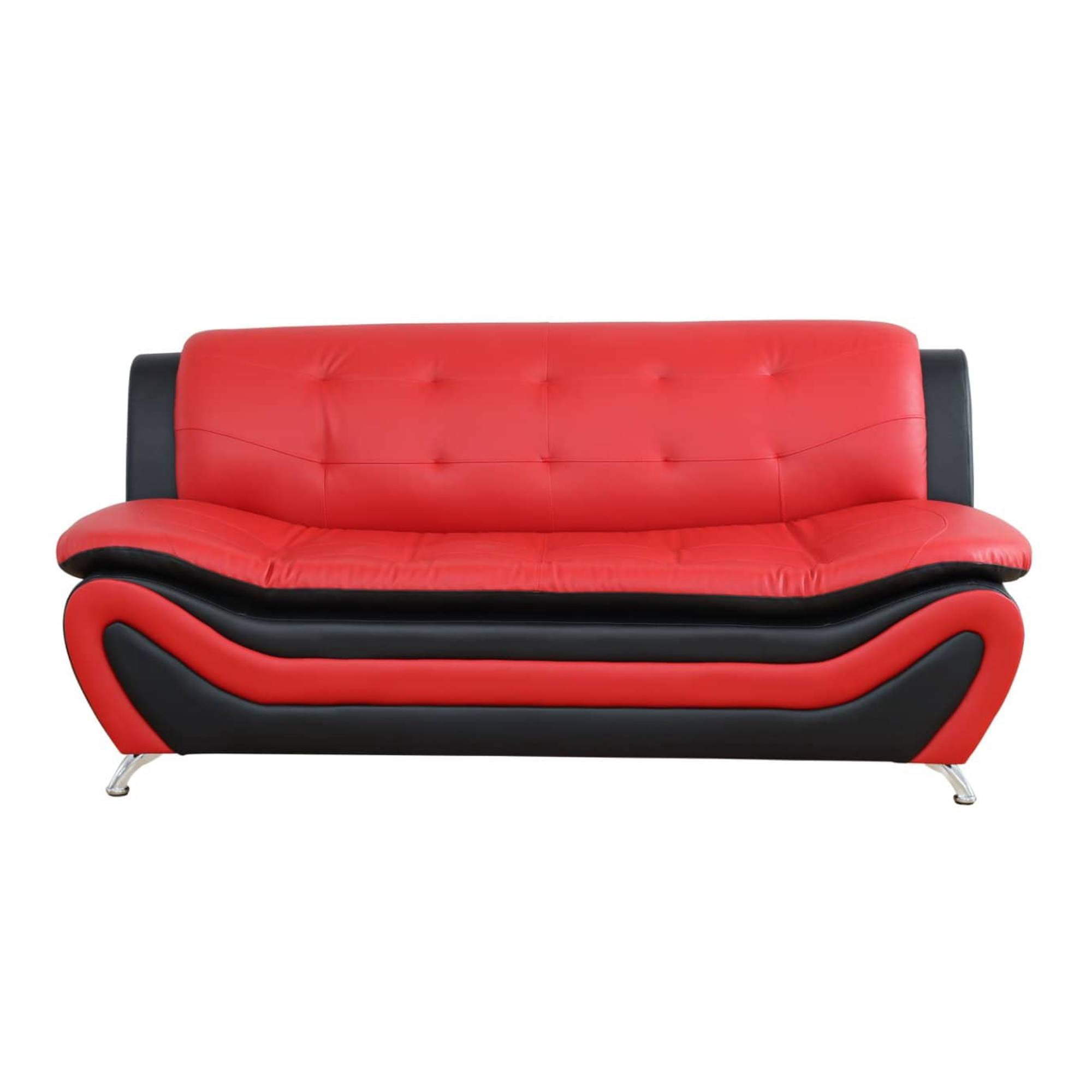 Trumanpick Leather 3-Seater Sofa Chair, Modern Comfy Sofa Couch for Living Room, Red