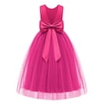 thumbnail image 2 of Oudiya Flower Girls Dress Bowknot V-Back Formal Pageant Ball Gown Party Wedding Tulle Long Dresses, 4-12Y, 2 of 7
