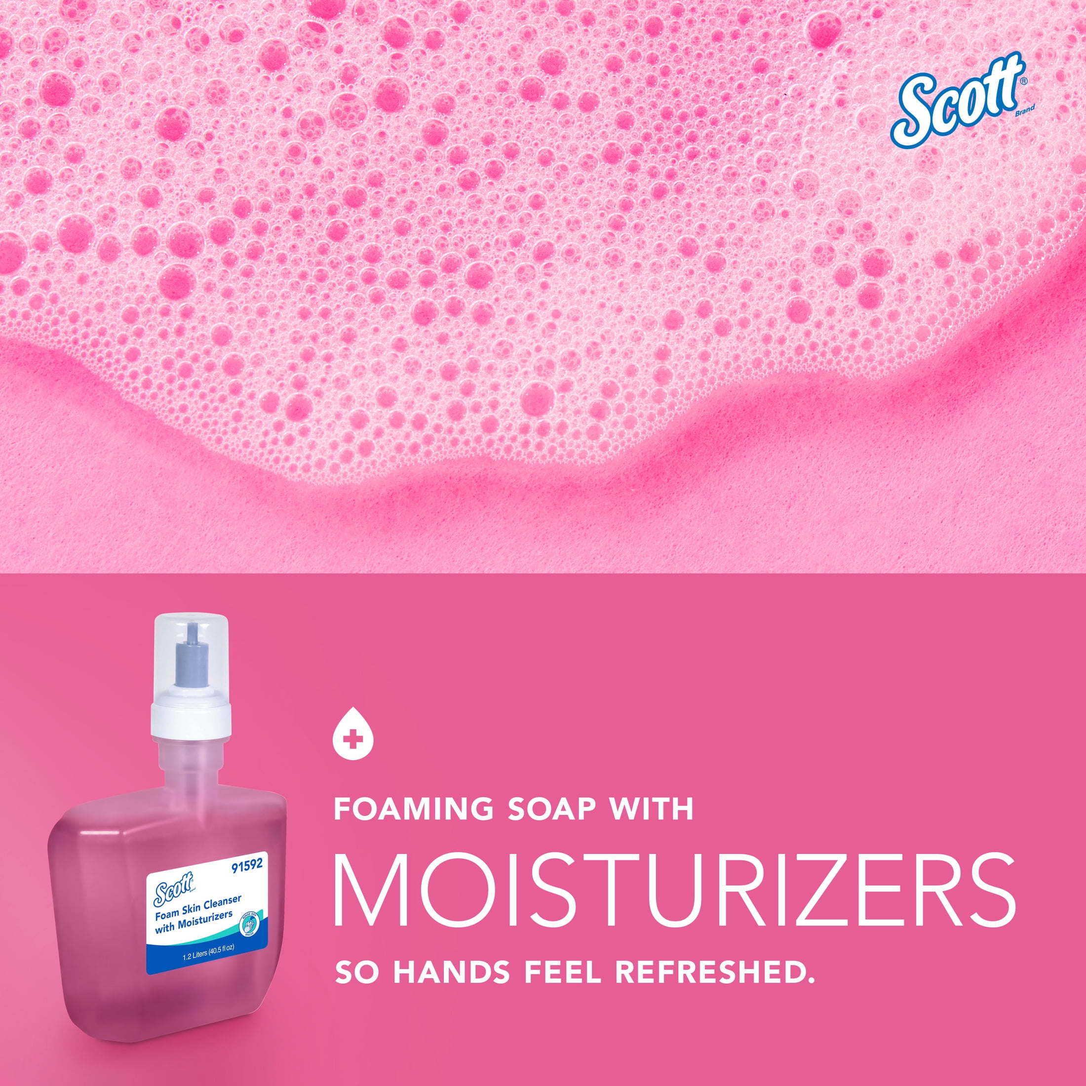 Scott Professional Foam Hand Soap with Moisturizers (91592), 1.2 L, Foaming, Pink, Floral Scent, Automatic Refills, for Kimberly-Clark Professional ICON Dispensers (2 Bottles)