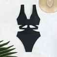 thumbnail image 5 of Generic Women's One Piece Swimsuit Deep V Neck Metal U Ring Linked Swimwear Sexy Cut Out High Waisted Bathing Suit, 5 of 6