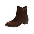thumbnail image 3 of Frontwalk Women Ankle Boots Patchwork Dress Boot Zip Up Booties Office Fashion Winter Shoes Ladies Pointed Toe Bootie Dark Brown 6, 3 of 9