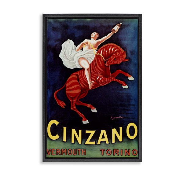 Stupell Industries Eclectic Cinzano Wine Advertisement Black Floating Frame Canvas Art, 17 x 25, by Marcus Jules