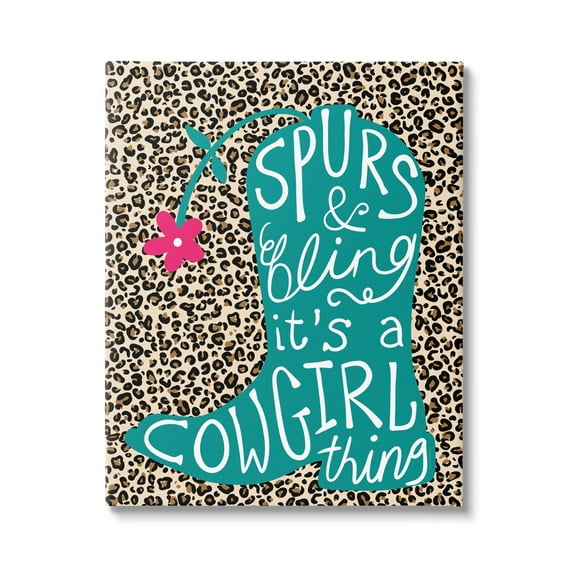 Stupell Spurs & Bling Cowgirl Thing Boot Inspirational Painting Gallery Wrapped Canvas Print Wall Art